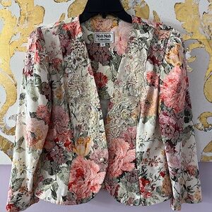 Nah Nah Collection Size 10‎ Vintage Floral Sequin Appliqué Blazer Pearl Button